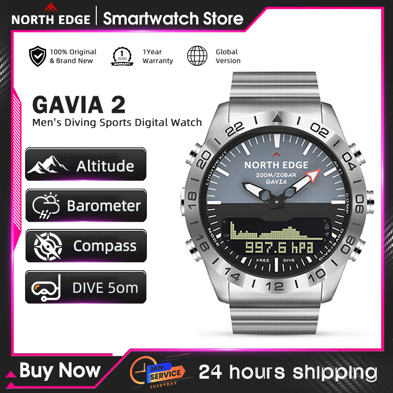 NORTH EDGE Jam Tangan Menyelam - Altimeter Compass Watch ulasan dan harga